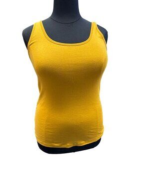 Ava & Viv Womens Yellow Tank Top Sleeveless Scoop Neck Stretchy Knit Size 1XL